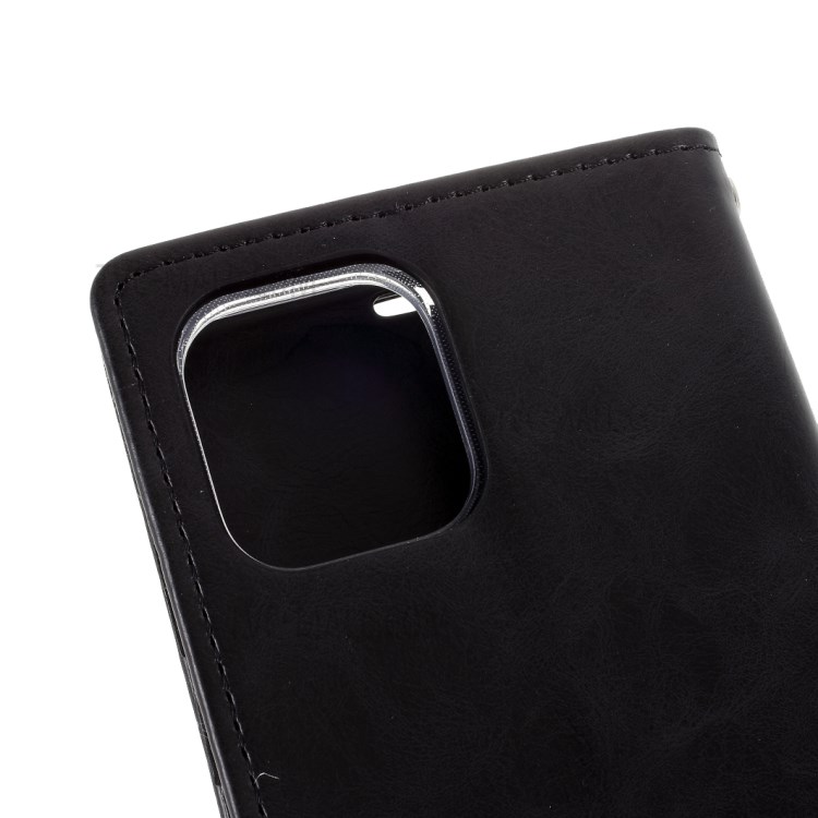 Mercury Goospery Blue Moon Cuir Portefeuille Case Pour IPhone 12 PRO / 12 - Noir