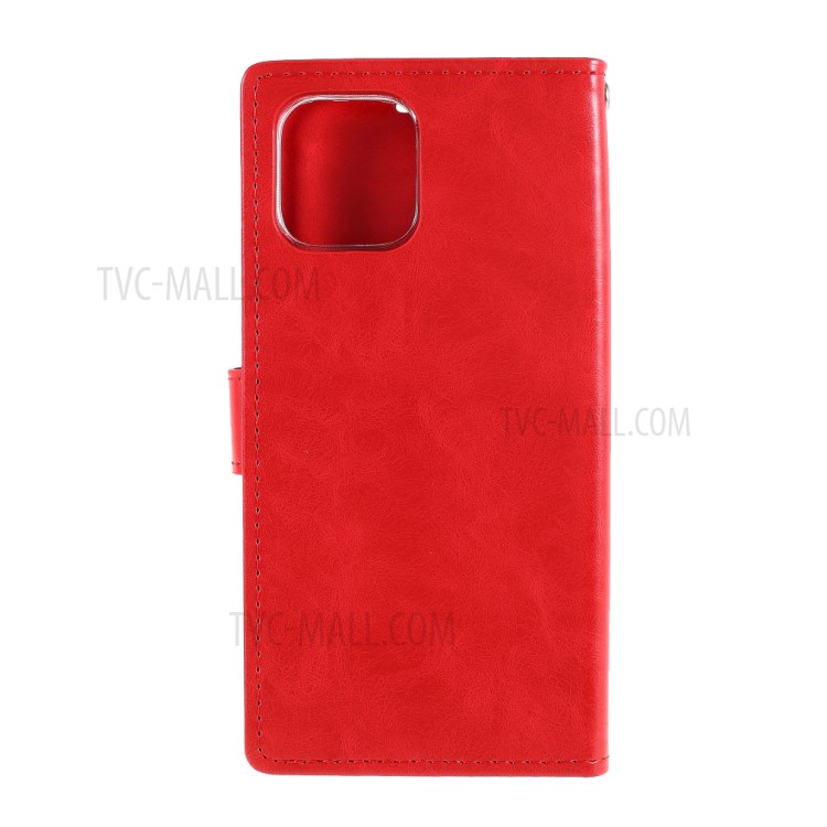MERCURY GOOSPERY Blue Moon Leather Wallet Stand Case for iPhone 12 Pro/12 - Red-3