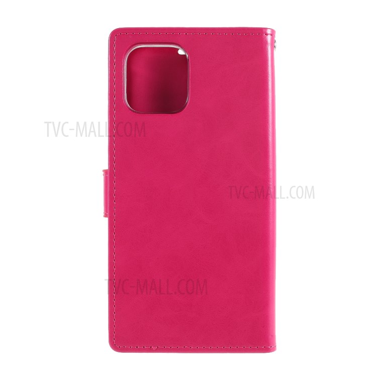 MERCURY GOOSPERY Blue Moon Leather Wallet Stand Case for iPhone 12 Pro/12 - Rose-3