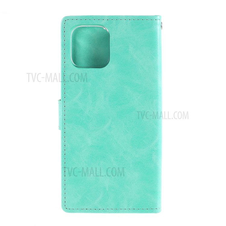 MERCURY GOOSPERY Blue Moon Leather Wallet Stand Case for iPhone 12 Pro/12 - Cyan-3