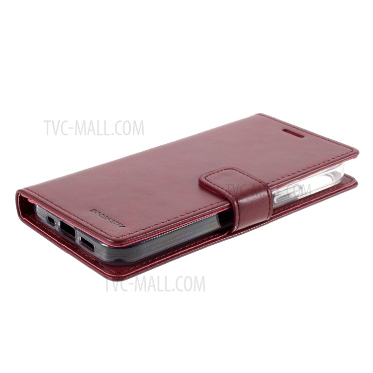 Mercury Goospery Blue Moon Cuir Portefeuille Case Pour IPhone 12 PRO / 12 - Vin Rouge