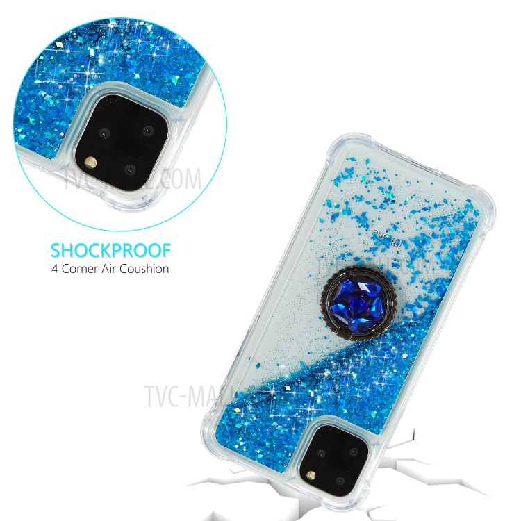 Glitter Powder Quicksand Rhinestone Decor Kickstand TPU Shell for iPhone 12 Pro Max 6.7-inch - Blue-4