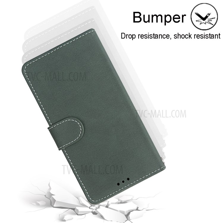 Retro Skin Matte Leather Protective Shell for iPhone 12 Pro/12 - Green-5