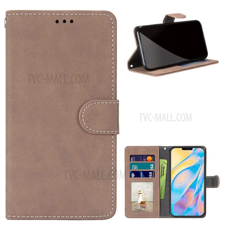 Retro Skin Matte Leather Protective Shell for iPhone 12 Pro/12 - Beige-1