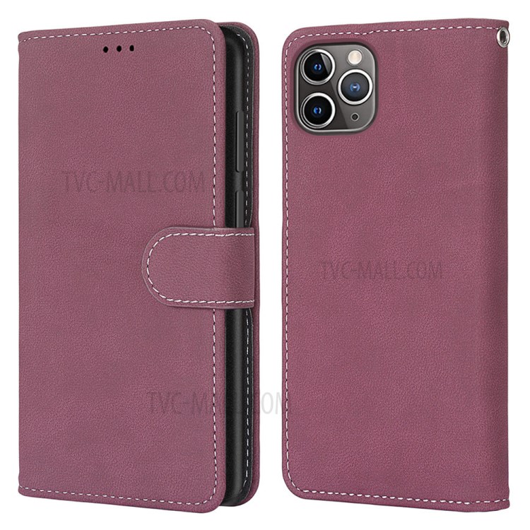 Retro Matte Wallet Leather Stand Case for iPhone 12 Pro Max 6.7 inch - Wine Red-2
