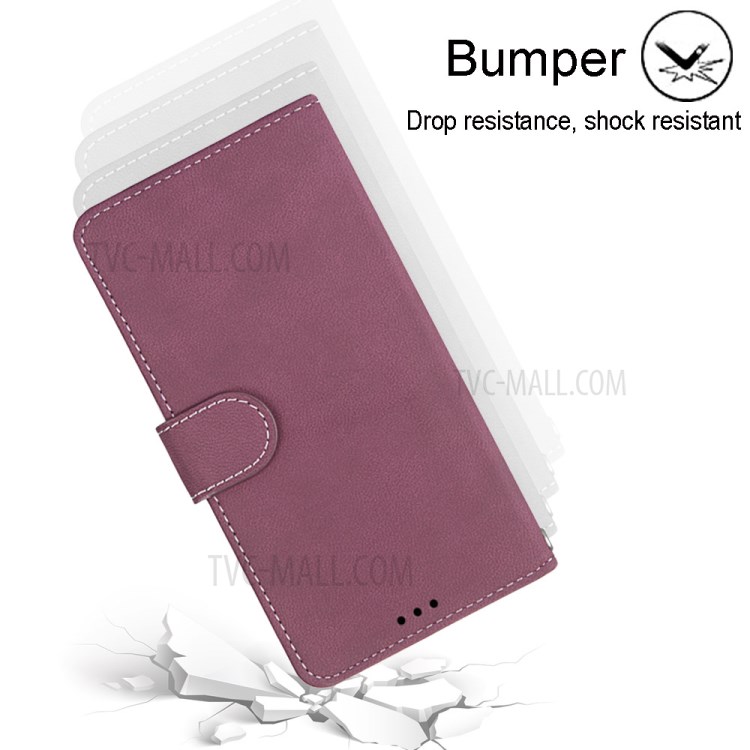 Retro Matte Wallet Leather Stand Case for iPhone 12 Pro Max 6.7 inch - Wine Red-4
