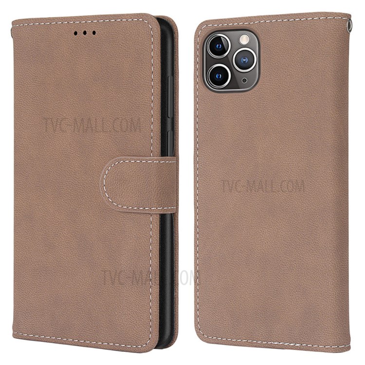 Retro Matte Wallet Leather Stand Case for iPhone 12 Pro Max 6.7 inch - Brown-2