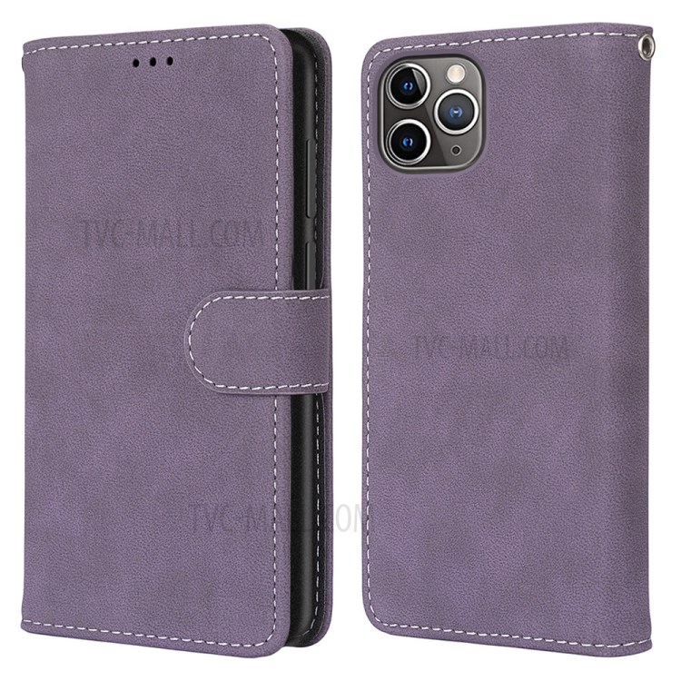 Retro Matte Wallet Leather Stand Case for iPhone 12 Pro Max 6.7 inch - Purple-2