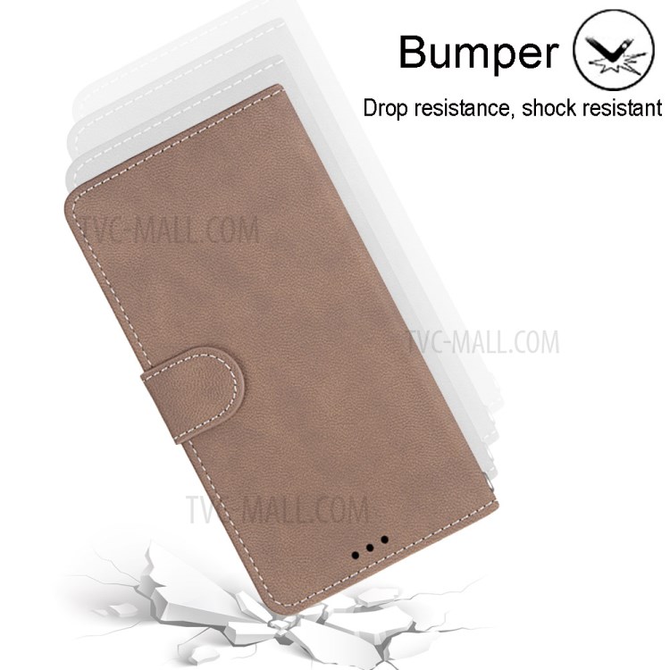 Retro Matte Wallet Stand Flip Leather Case for iPhone 12 mini - Brown-4