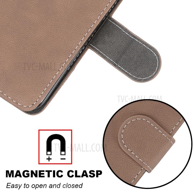 Retro Matte Wallet Stand Flip Leather Case for iPhone 12 mini - Brown-5