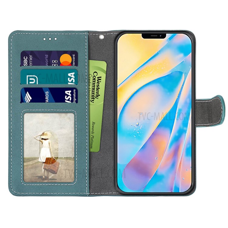 Retro Matte Wallet Stand Flip Leather Case for iPhone 12 mini - Blue-3