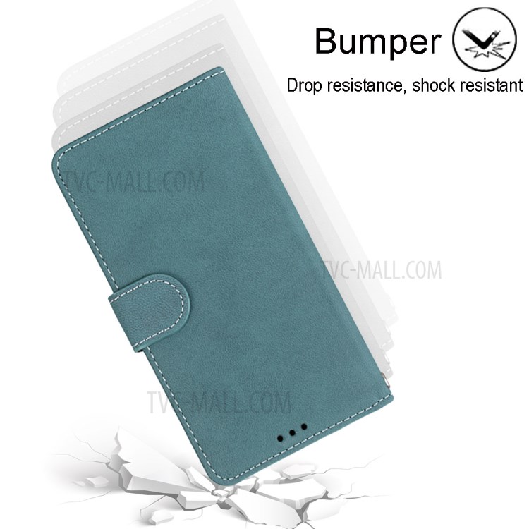 Retro Matte Wallet Stand Flip Leather Case for iPhone 12 mini - Blue-4