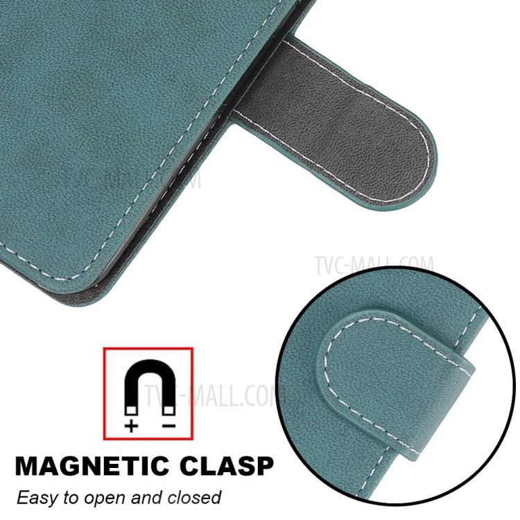 Retro Matte Wallet Stand Flip Leather Case for iPhone 12 mini - Blue-5