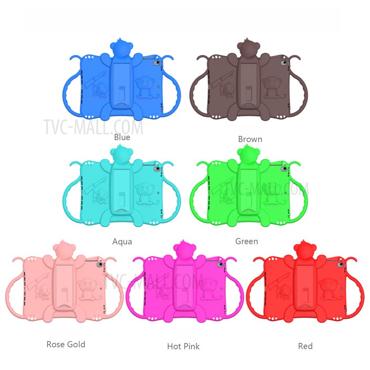 Monkey Style Silicone Kickstand Tablet Case with Shoulder Strap for iPad 9.7-inch (2017)/(2018)/Air (2013)/Air 2 - Red-8