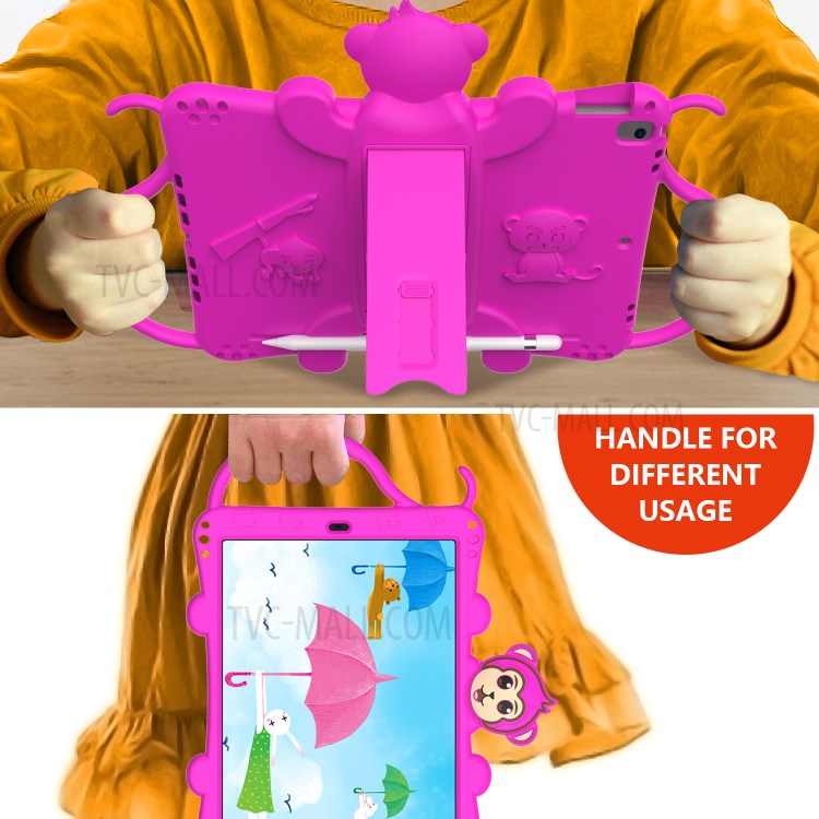 Monkey Style Silicone Kickstand Tablet Shell with Shoulder Strap for iPad 10.2 (2019) - Rose-3