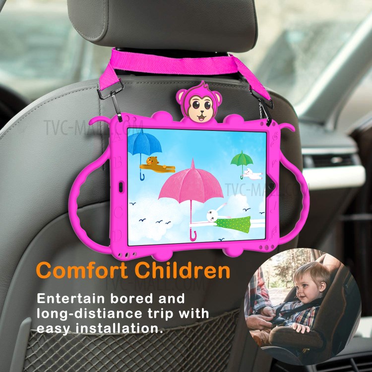 Monkey Style Silicone Kickstand Tablet Shell with Shoulder Strap for iPad 10.2 (2019) - Rose-4