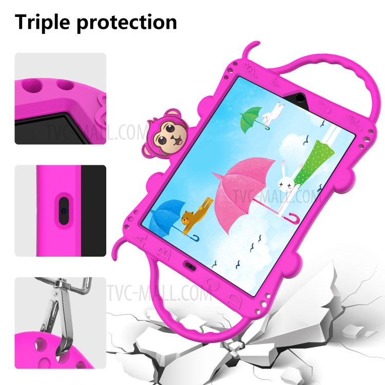 Monkey Style Silicone Kickstand Tablet Shell with Shoulder Strap for iPad 10.2 (2019) - Rose-5