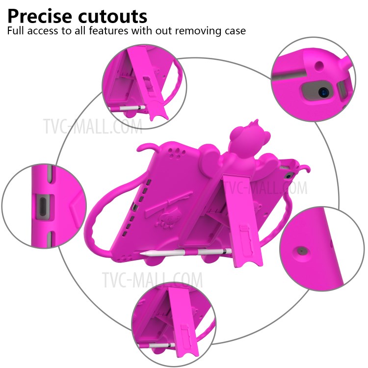 Monkey Style Silicone Kickstand Tablet Shell with Shoulder Strap for iPad 10.2 (2019) - Rose-6