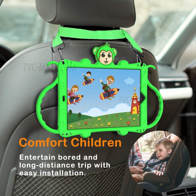 Monkey Style Silicone Kickstand Tablet Shell with Shoulder Strap for iPad 10.2 (2019) - Green-4