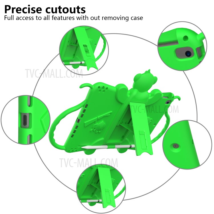 Shell de Tablette de Kickstand de Silicone de Style Singe Avec Bandoulière Pour Ipad 10.2 (2021) / (2020) / (2019) - Vert-6