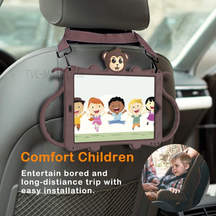 Monkey Style Silicone Kickstand Tablet Shell with Shoulder Strap for iPad 10.2 (2019) - Brown-4