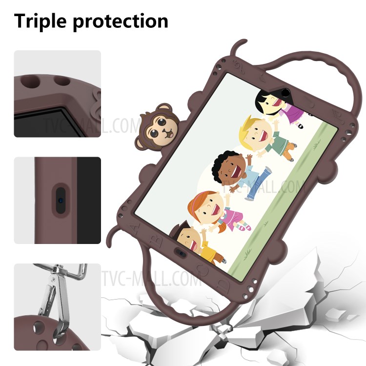Monkey Style Silicone Kickstand Tablet Shell with Shoulder Strap for iPad 10.2 (2019) - Brown-5