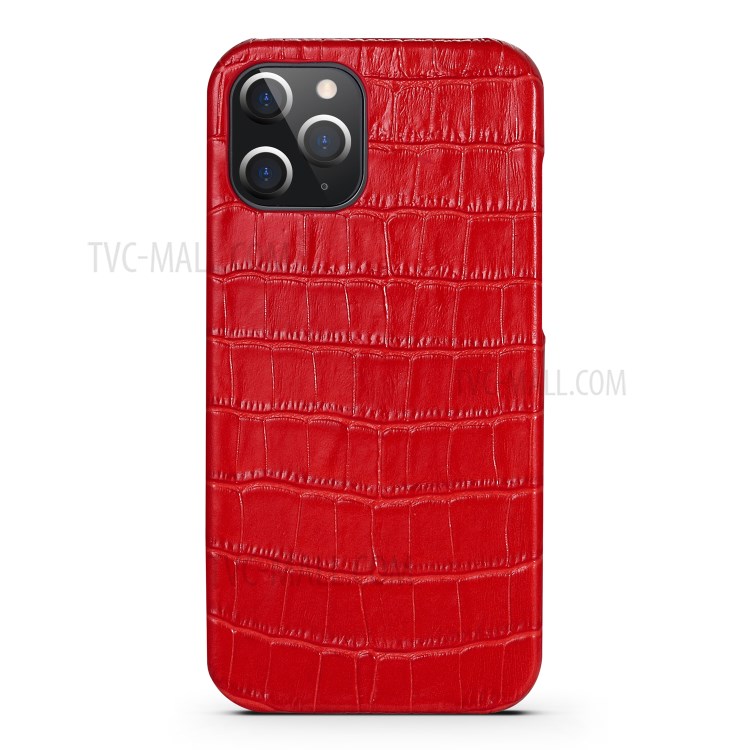 Crocodile Texture Genuine Leather Coated Plastic Phone Case for iPhone 12 Pro Max 6.7-inch - Red-2