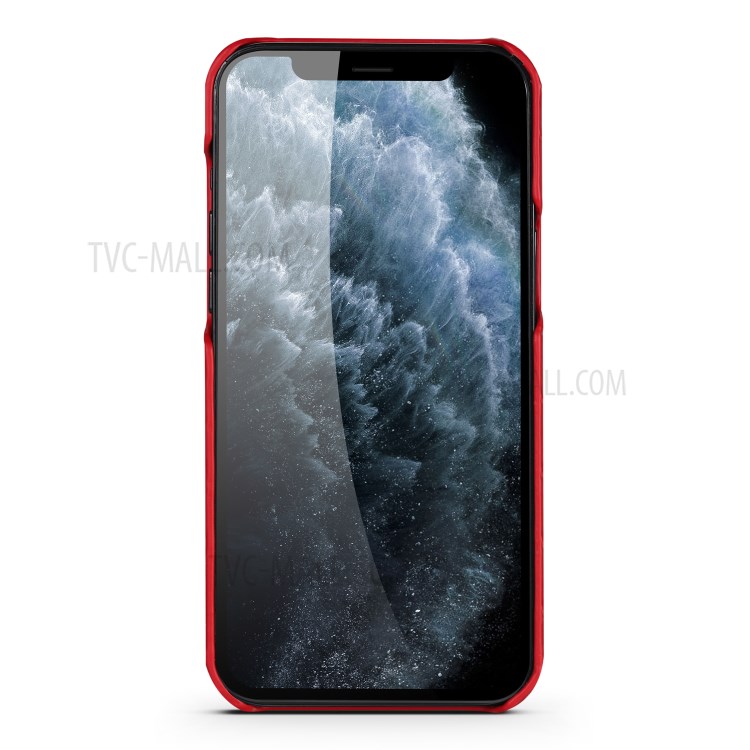Crocodile Texture Genuine Leather Coated Plastic Phone Case for iPhone 12 Pro Max 6.7-inch - Red-3