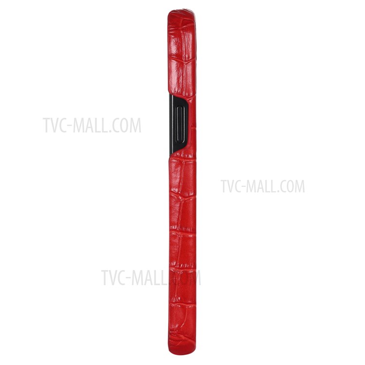 Crocodile Texture Genuine Leather Coated Plastic Phone Case for iPhone 12 Pro Max 6.7-inch - Red-4