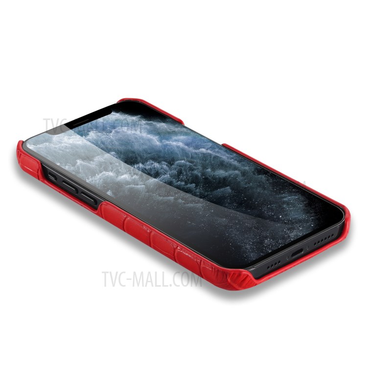 Crocodile Texture Genuine Leather Coated Plastic Phone Case for iPhone 12 Pro Max 6.7-inch - Red-6
