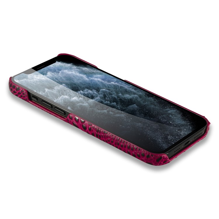 Crocodile Head Texture Genuine Leather Coated Plastic Phone Case for iPhone 12/iPhone 12 Pro 6.1-inch - Red-6