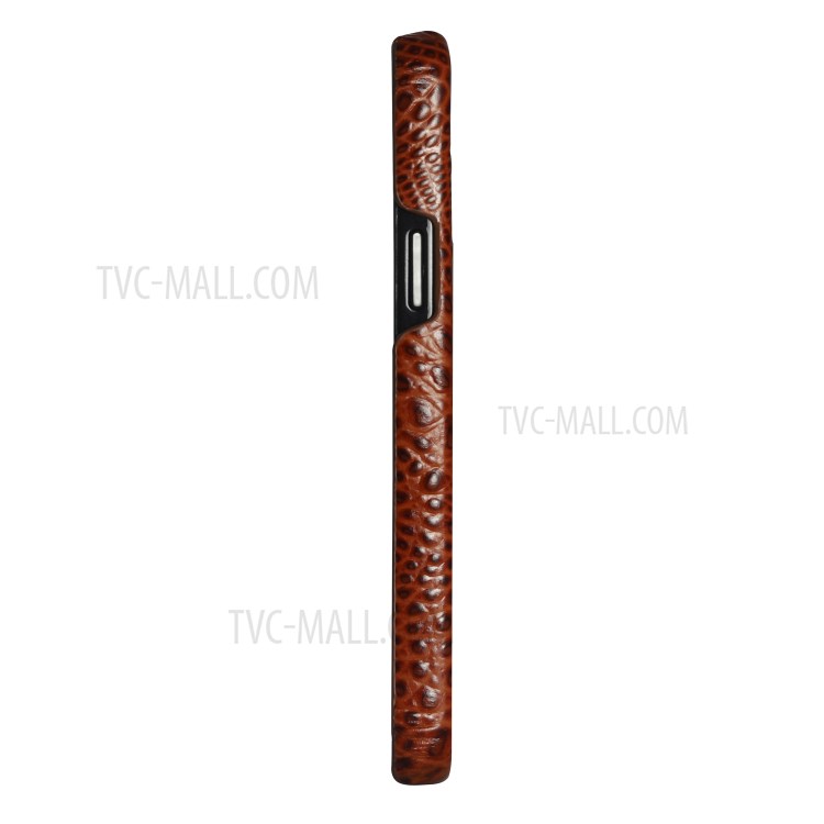 Textura De Cocodrilo Cabeza De Cuero Genuino Recubierto Caja Plástica Del Teléfono Para El Iphone 12 Max / Iphone 12 Pro 6,1 Pulgadas - Marrón-5