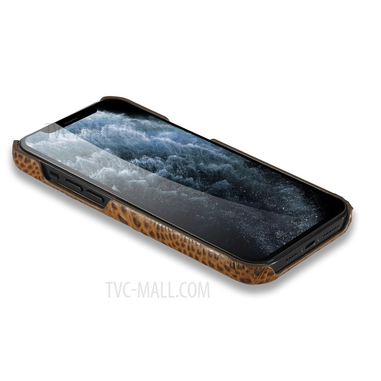 Textura De Cocodrilo Cabeza De Cuero Genuino Recubierto Caja Plástica Del Teléfono Para El Iphone 12 Max / Iphone 12 Pro 6,1 Pulgadas - Marrón-6