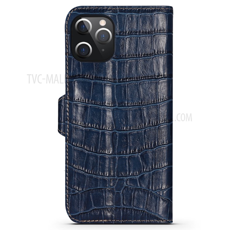 Crocodile Skin Wallet Stand Leather Phone Cover Case for iPhone 12 Pro/12 - Blue-2