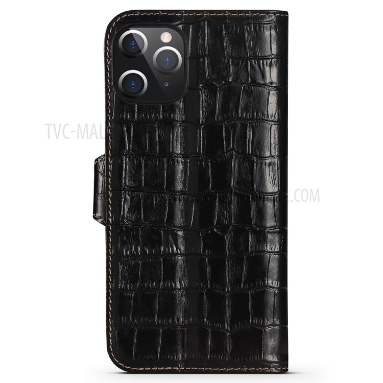 Crocodile Skin Wallet Stand Leather Phone Cover Case for iPhone 12 Pro Max 6.7-inch - Black-2