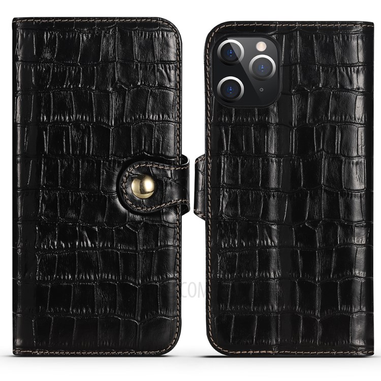 Crocodile Skin Wallet Stand Leather Phone Cover Case for iPhone 12 Pro Max 6.7-inch - Black-3