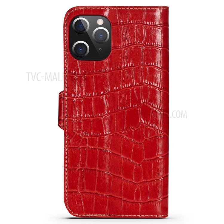 Crocodile Skin Wallet Stand Leather Phone Cover Case for iPhone 12 Pro Max 6.7-inch - Red-2