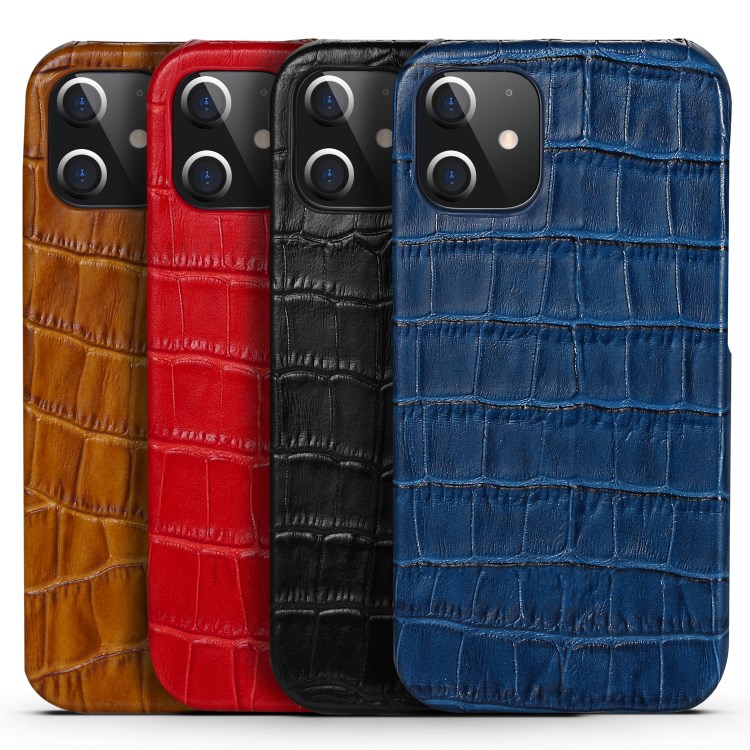 Crocodile Texture Genuine Leather Coated Plastic Phone Case for iPhone 12 mini - Black-7