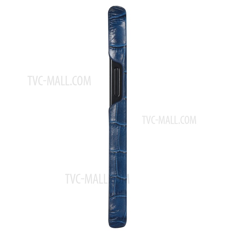 Crocodile Texture Genuine Leather Coated Plastic Phone Case for iPhone 12 mini - Blue-4