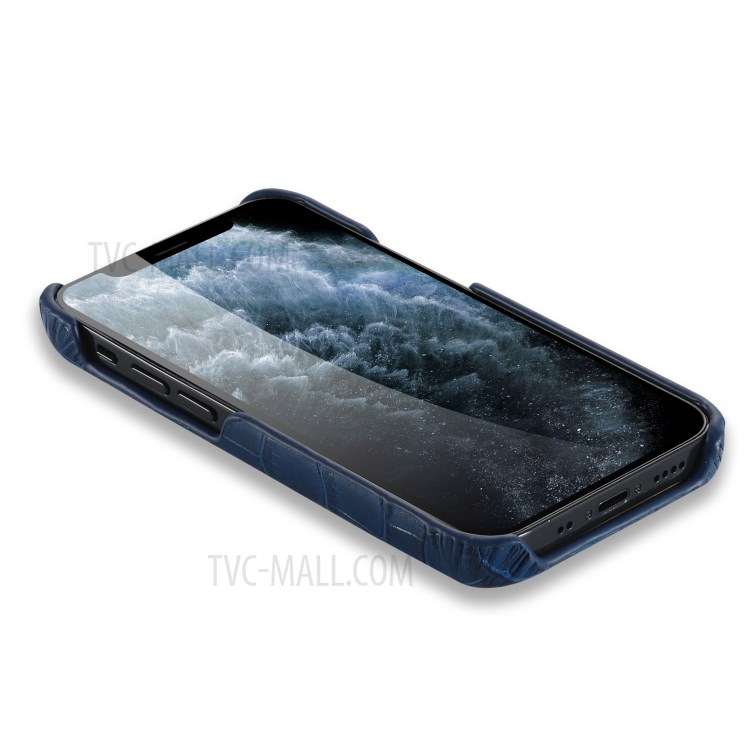 Crocodile Texture Genuine Leather Coated Plastic Phone Case for iPhone 12 mini - Blue-6