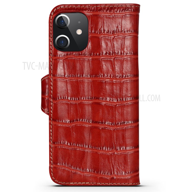 Caso Della Copertura Del Telefono Del Cuoio Del Basamento Del Raccoglitore Della Pelle Di Coccodrillo Per IPhone 12 5.4 Pollici - Rosso-2