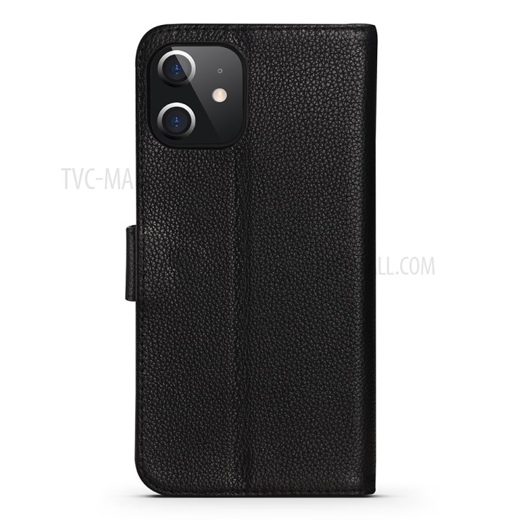 Litchi Texture Wallet Stand Leather Protective Shell for iPhone 12 5.4-inch - Black-2