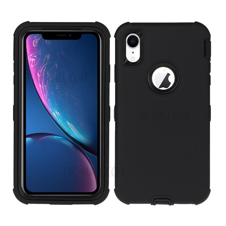 Dustproof Detachable PC + Liquid Silicone Hybrid Case for iPhone XR 6.1 inch - Black-1