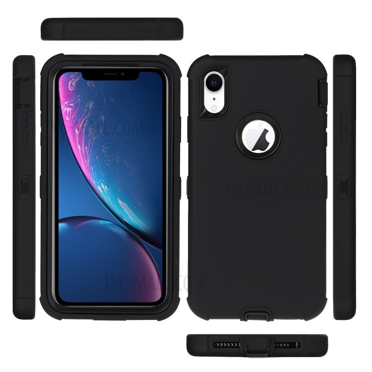 Dustproof Detachable PC + Liquid Silicone Hybrid Case for iPhone XR 6.1 inch - Black-6