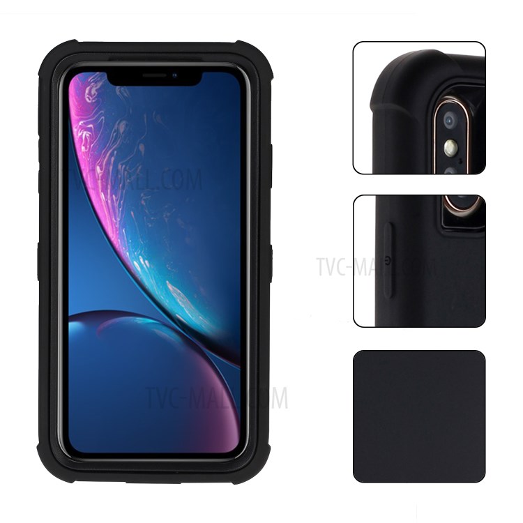 Dustproof Detachable PC + Liquid Silicone Hybrid Cover for iPhone XS Max 6.5 inch - Black-3