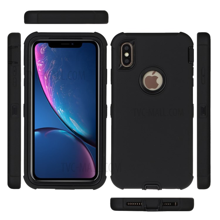 Dustproof Detachable PC + Liquid Silicone Hybrid Cover for iPhone XS Max 6.5 inch - Black-6