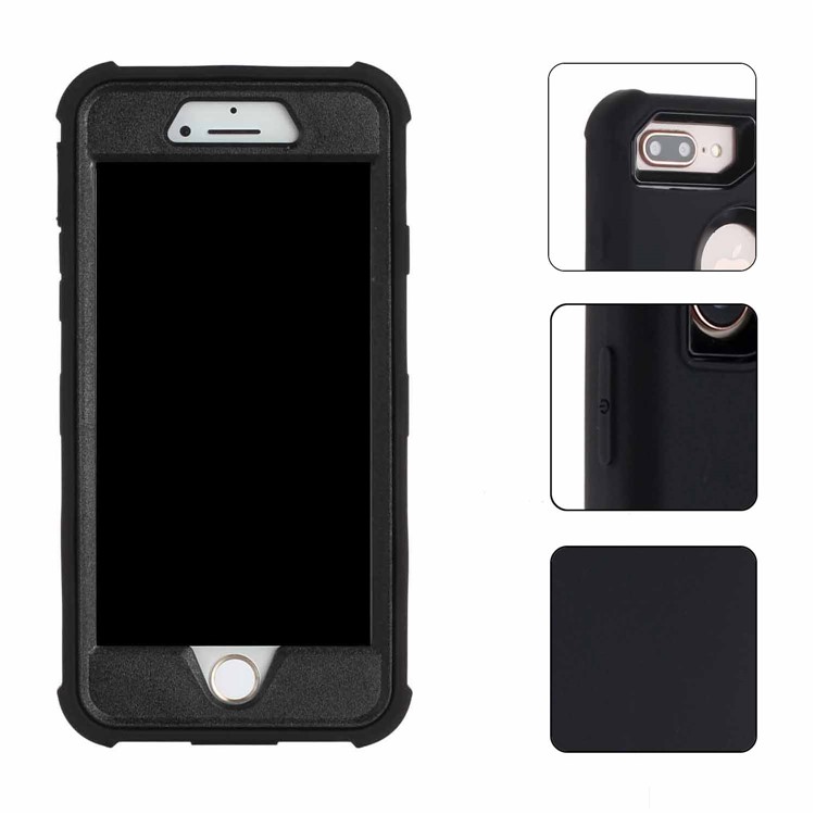 Shockproof Detachable PC + Liquid Silicone Hybrid Cover for iPhone 8 Plus/7 Plus 5.5 inch - Black-2