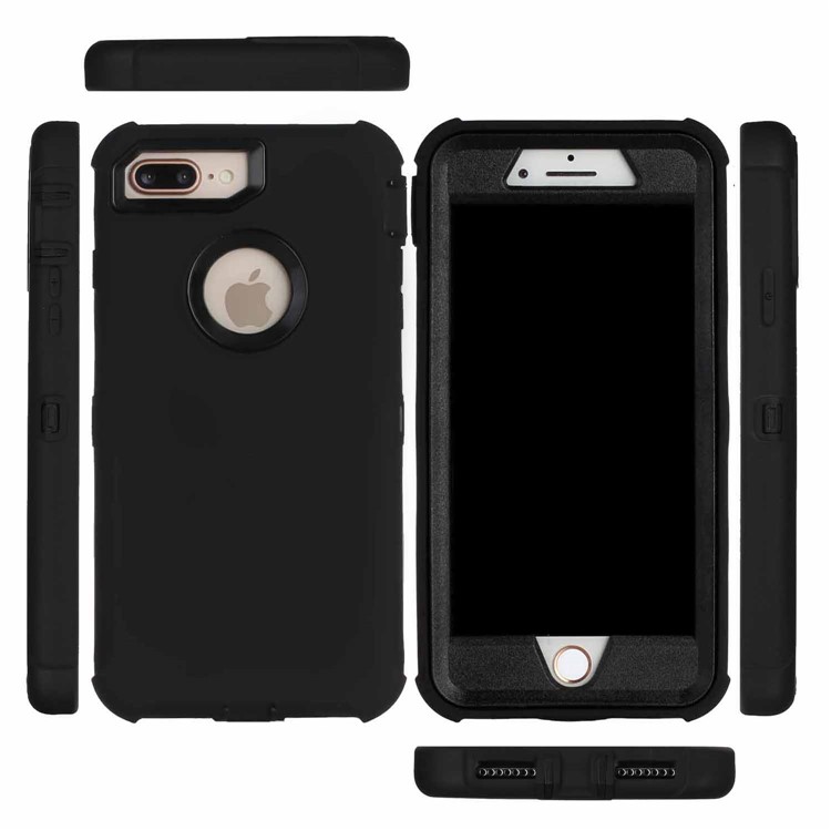 Shockproof Detachable PC + Liquid Silicone Hybrid Cover for iPhone 8 Plus/7 Plus 5.5 inch - Black-6