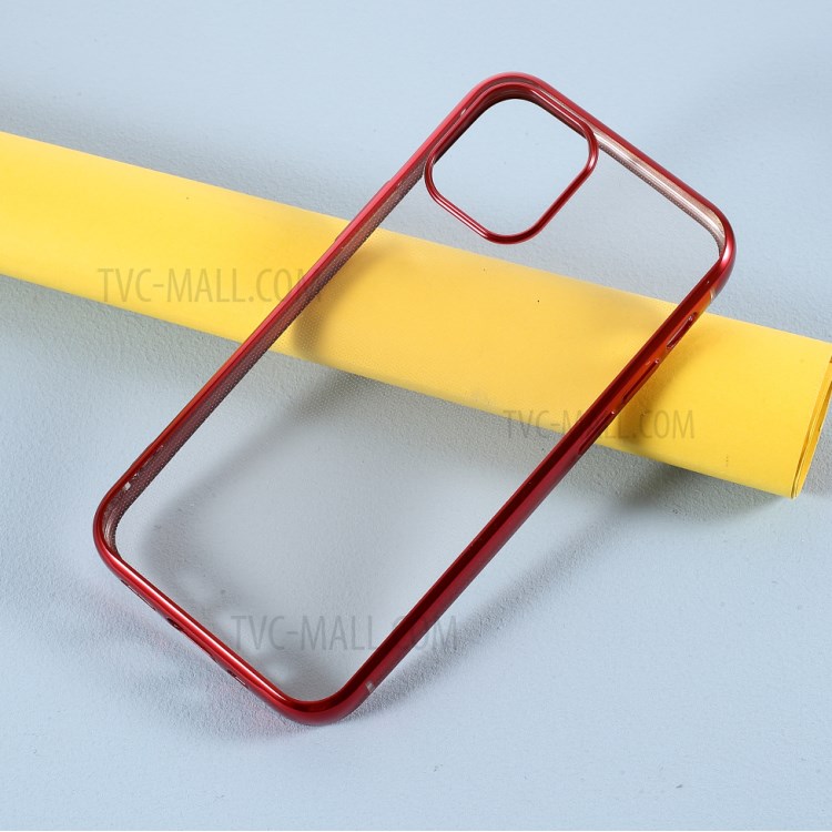 Electroplated TPU Protective Mobile Phone Case for iPhone 12 Pro/12 - Red-2