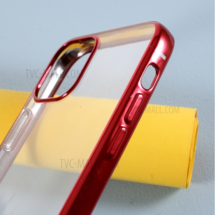 Electroplated TPU Protective Mobile Phone Case for iPhone 12 Pro/12 - Red-5
